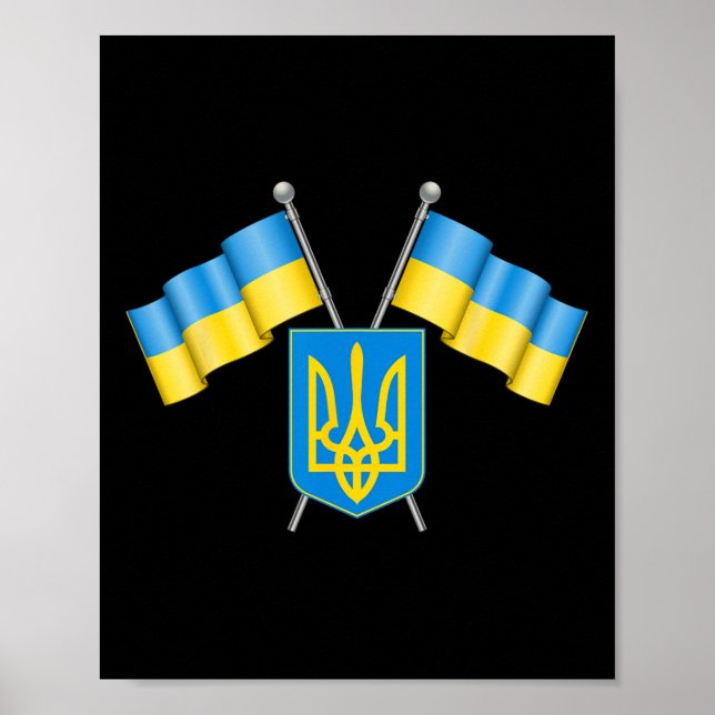 Ukraina Flagga Emblem Vapen National Emblem Ukrain Poster (Framsidan)