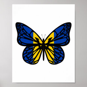 Ukraina Flagga Färg Fjäril - Tryzub Trident Poster