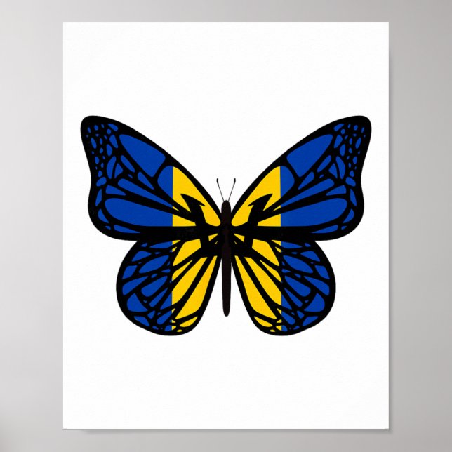 Ukraina Flagga Färg Fjäril - Tryzub Trident Poster (Framsidan)