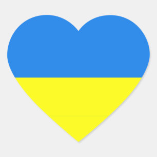 Ukraina flagga färg hjärtformat klistermärke
