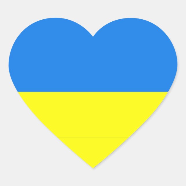 Ukraina flagga färg hjärtformat klistermärke (Framsida)