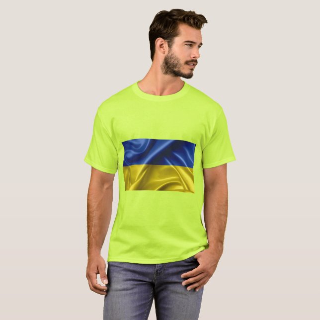Ukraina Flagga Färg T-Shirt (Hel framsida)