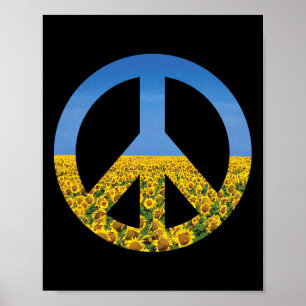 Ukraina Flagga Färger Blå Himmel Solros Fält Ärt Poster