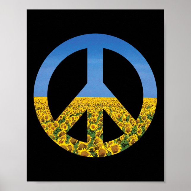Ukraina Flagga Färger Blå Himmel Solros Fält Ärt Poster (Framsidan)