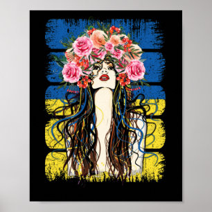 Ukraina Flagga Fashionable Ukrainska Girk Village Poster