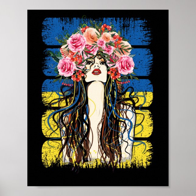 Ukraina Flagga Fashionable Ukrainska Girk Village Poster (Framsidan)