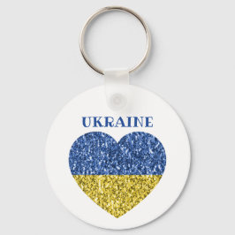 Ukraina flagga faux sparkles Heart med text Nyckelring