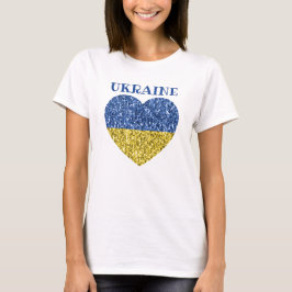 Ukraina flagga faux sparkles Heart med text T Shirt