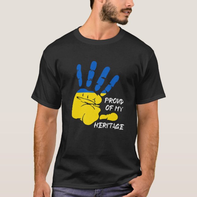Ukraina Flagga Finger Handprint Ukraina T Shirt (Framsida)