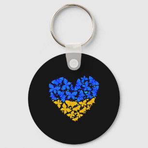 Ukraina Flagga Fjäril Hjärtan Vintage Ukrainsk Kär Nyckelring