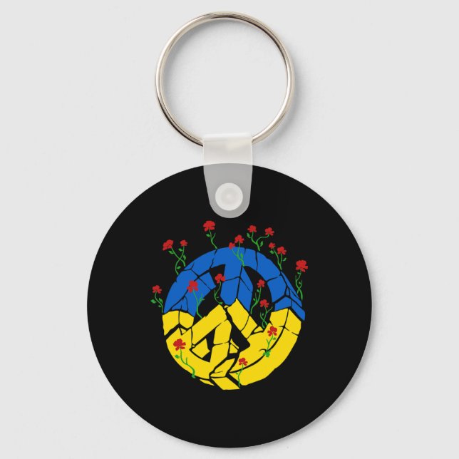 Ukraina Flagga Fred Blommor  Nyckelring (Framsida)