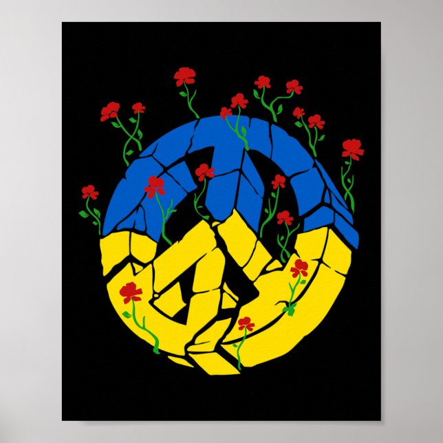 Ukraina Flagga Fred Blommor  Poster (Framsidan)