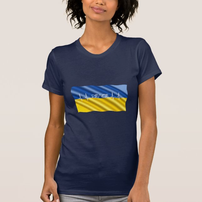 Ukraina Flagga - Fred och Kärlek Heartslag T-Shirt (Framsida)