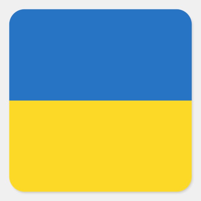 Ukraina Flagga Fyrkantigt Klistermärke (Framsida)