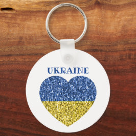 Ukraina flagga glitter falska gnistrar Hjärtat med Nyckelring