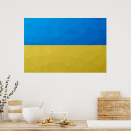 Ukraina flagga gul blå geometrisk mönster nät poster