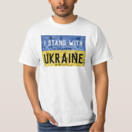 Ukraina flagga gult blue wood struktur anpassnings t shirt