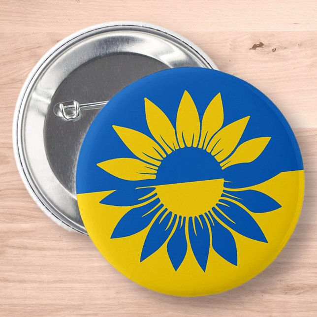 Ukraina Flagga Gult Solroskontur Knapp (Skapare uppladdad)
