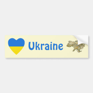 Ukraina Flagga Heart + Karta Bumper Sticker Bildekal