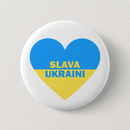Ukraina Flagga Heart Slava Ukraina Knapp