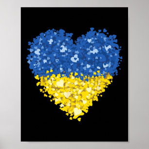 Ukraina Flagga Hjärta Abstrakt Män Kvinnor Barn Uk Poster