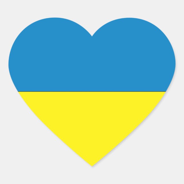 Ukraina Flagga Hjärtformat Klistermärke (Framsida)