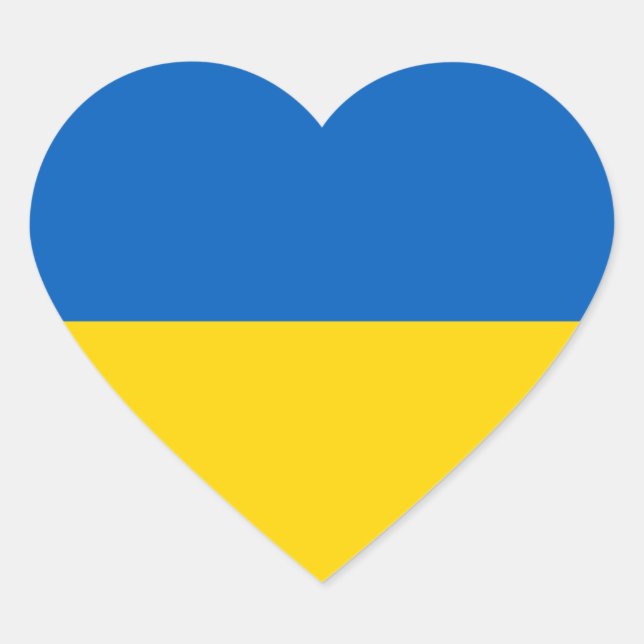 Ukraina Flagga Hjärtformat Klistermärke (Framsida)