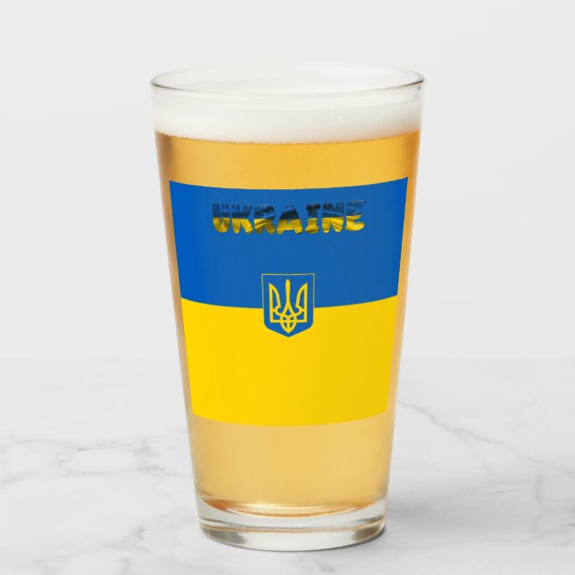 Ukraina flagga-jackande av arm  glaskopp (Framsida fylld)