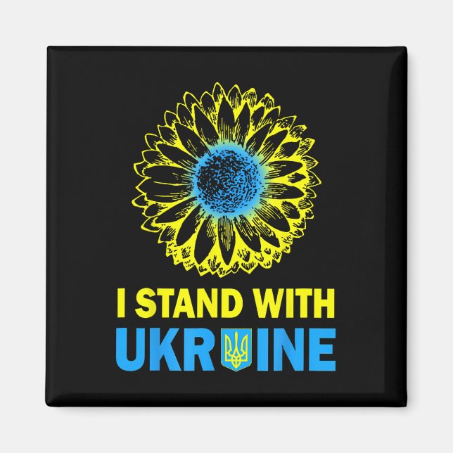 Ukraina Flagga Jag Står Med Ukraina Solros Ukrain Magnet (Framsidan)