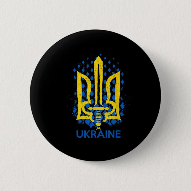 Ukraina Flagga - Jag Står Med Ukraina Ukrainsk Fla Knapp (Framsida)