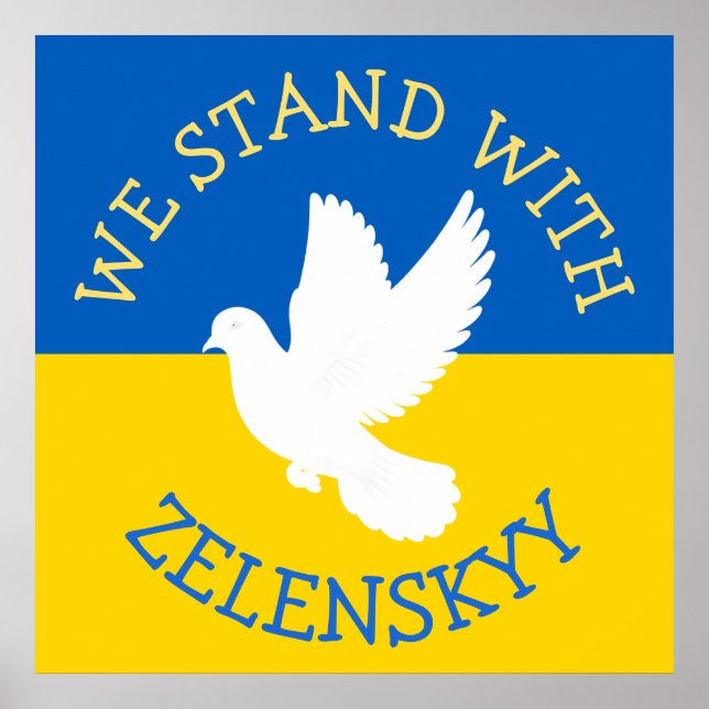 Ukraina Flagga | Jag står med Zelenskyy Poster (Framsidan)