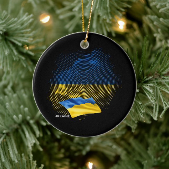 Ukraina flagga julgransprydnad keramik (Träd)