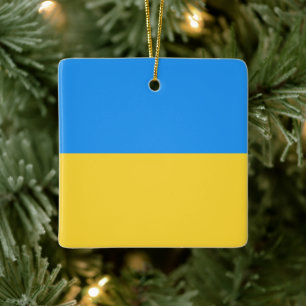 Ukraina flagga julgransprydnad keramik