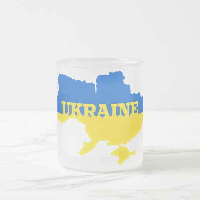 Ukraina Flagga Karta - Frihet  Frostad Glasmugg (Center)