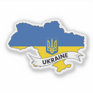 Ukraina Flagga Karta Klistermärken
