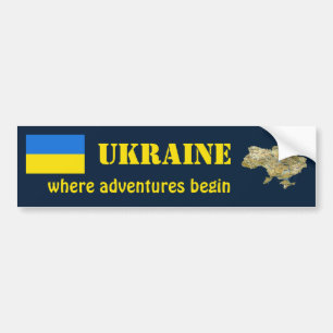 Ukraina flagga + Kartabildekal Bildekal