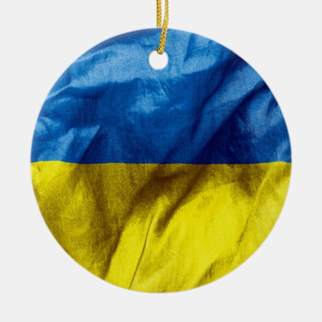 Ukraina Flagga keramisk jul - prydnadsföremål Julgransprydnad Keramik (Framsidan)