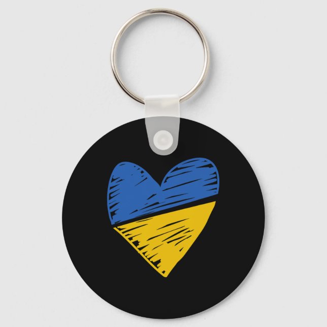 Ukraina Flagga Kluddrat Hjärta Färgat Blått Gult  Nyckelring (Framsida)