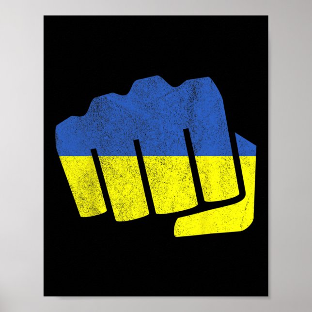 Ukraina Flagga Knutad Hand. Håll Styrka Ukraina. B Poster (Framsidan)