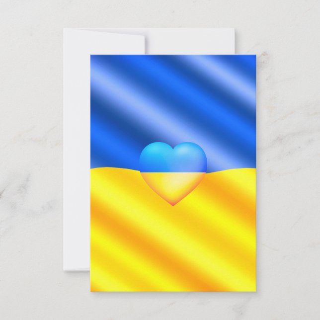 Ukraina Flagga Kort Hjärta Stöd Frihet (Framsida)