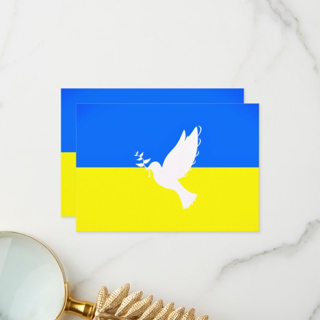 Ukraina Flagga Kort Stöd Frihet Fred Duva (Fram/Back In Situ)