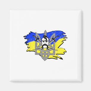Ukraina Flagga Kosack Krigare Ukrainsk Tryzub Kosa Magnet