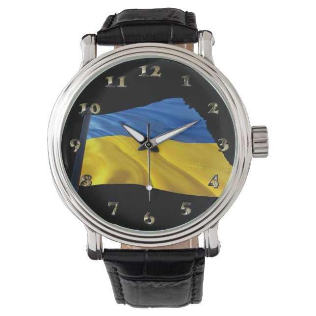 Ukraina Flagga - Krig, Politik, lidande Armbandsur (Framsida)