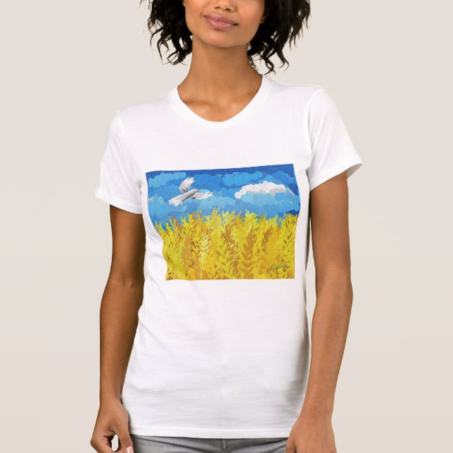 Ukraina Flagga Landskap T Shirt (Framsida)