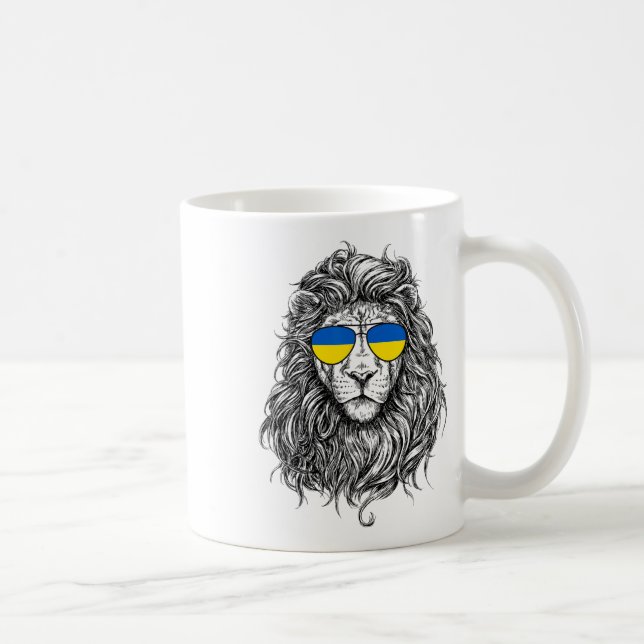Ukraina Flagga Lejon Solglasögon Ukraina Gåvor Kär Kaffemugg (Höger)