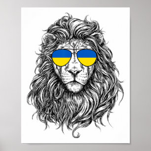 Ukraina Flagga Lejon Solglasögon Ukraina Gåvor Kär Poster