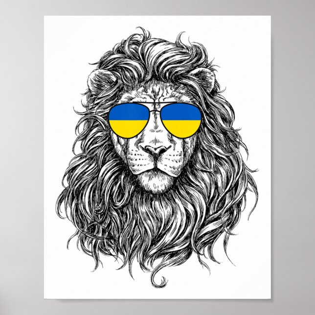 Ukraina Flagga Lejon Solglasögon Ukraina Gåvor Kär Poster (Framsidan)