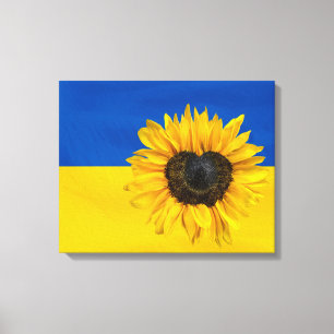 Ukraina-Flagga med hjärtsolros Canvastryck