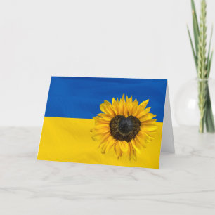 Ukraina-Flagga med hjärtsolros Kort
