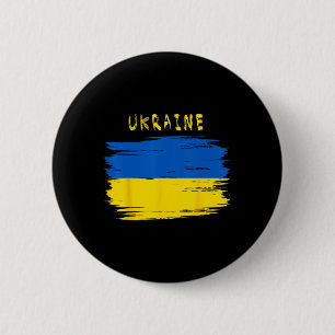 Ukraina Flagga Med Penseldrag Stil  Knapp